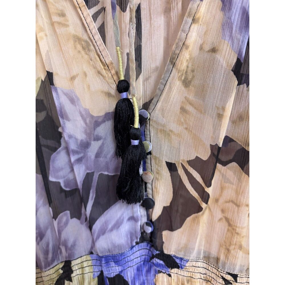 Anthropologie Marais Floral Chiffon Tiered Maxi Dress Boho Romantic Size L READ - Picture 5 of 9